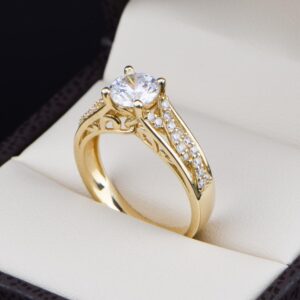 Anillo de compromiso oro 14k con zirconias soloz-011