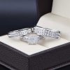 Trio de boda en oro 14k con diamantes tdiam-009