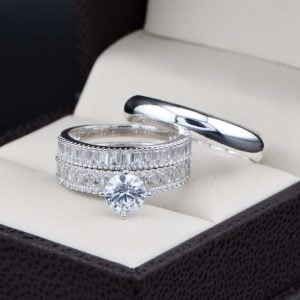Trio de boda en plata 925 ABPT-017