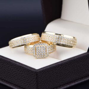 Trio de boda oro 14k Joyeria Alahas TROZ-007