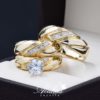 Trio de boda oro 14k Joyeria Alahas TROZ-053