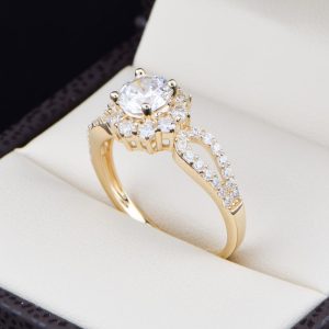 Anillo de compromiso oro 14k con zirconias soloz-001