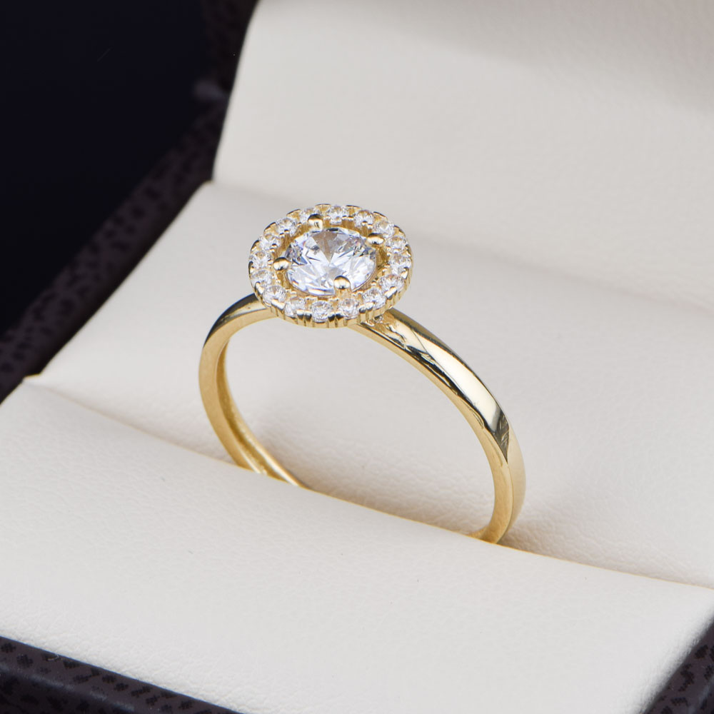 Anillo de compromiso oro 14k con zirconias SOLOZ-015