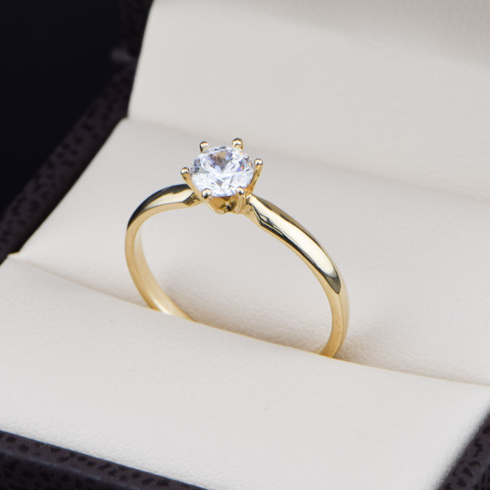 Anillo de compromiso oro 14k con zirconias SOLOZ-017