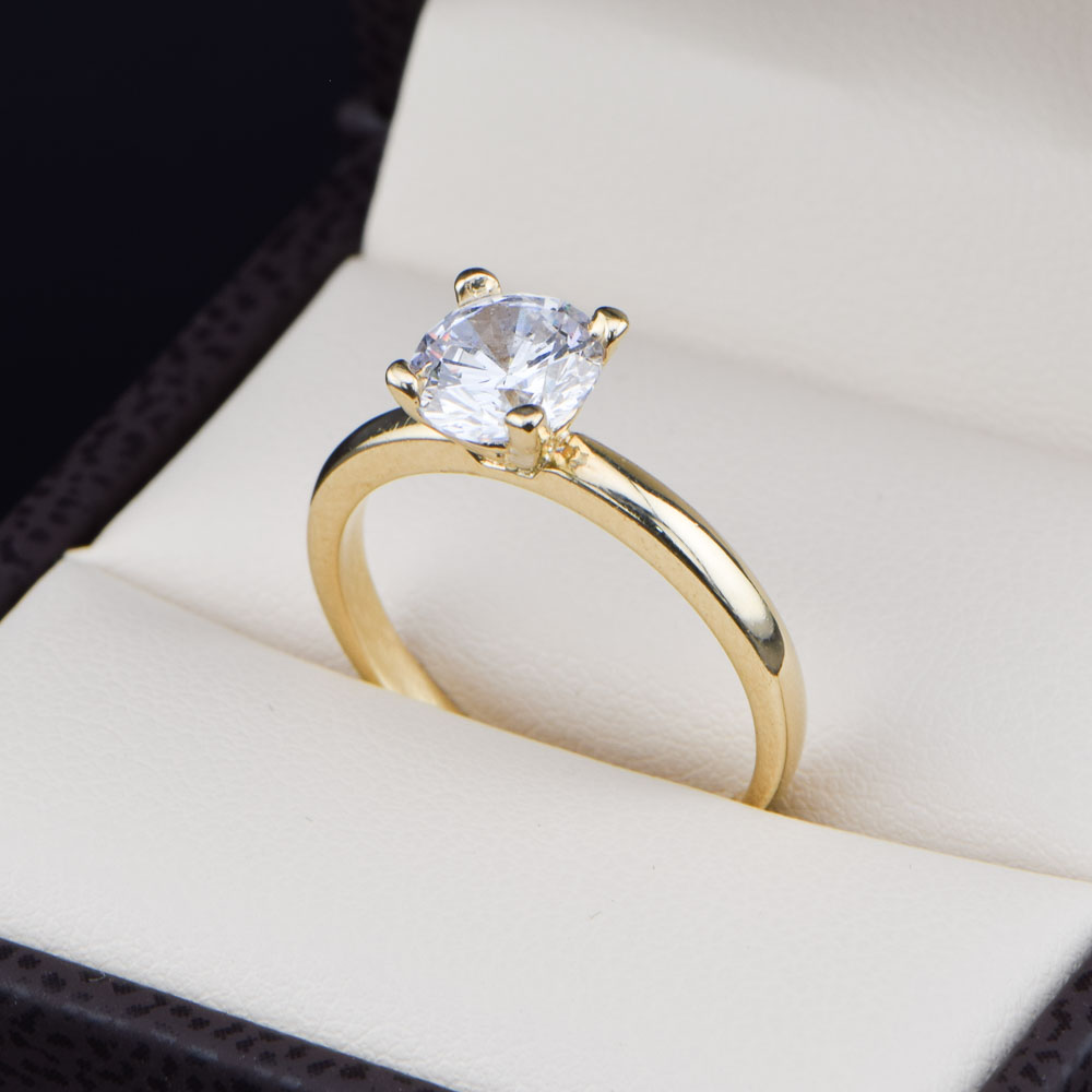 Anillo de compromiso oro 14k con zirconias SOLOZ-019