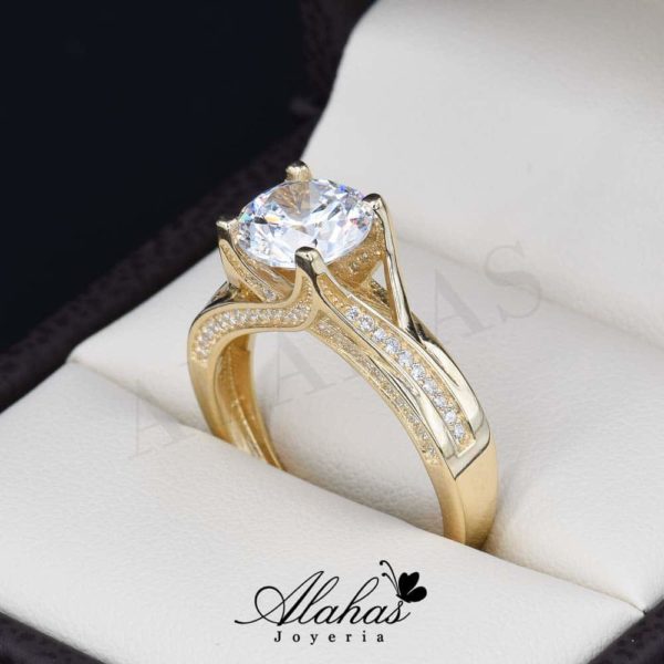 Anillo de compromiso oro 14k con zirconias soloz-122