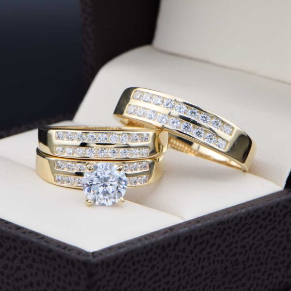 Trio de Boda Oro 14k Troz-001