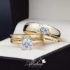 Trio de boda oro 14k con zirconias troz-076
