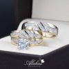 Trio de boda oro 14k con zirconias troz-081