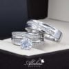 Trio de boda oro 14k con zirconias troz-083