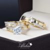 Trio de boda oro 14k con zirconias troz-084