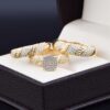 Trio de Boda Oro 14k con zirconias Troz-012