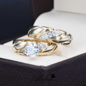 Duo de boda Oro 14k zirconias Joyeria Alahas do-061