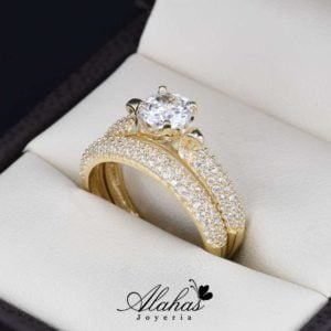 Duo de boda Oro 14k zirconias Joyeria Alahas do-064