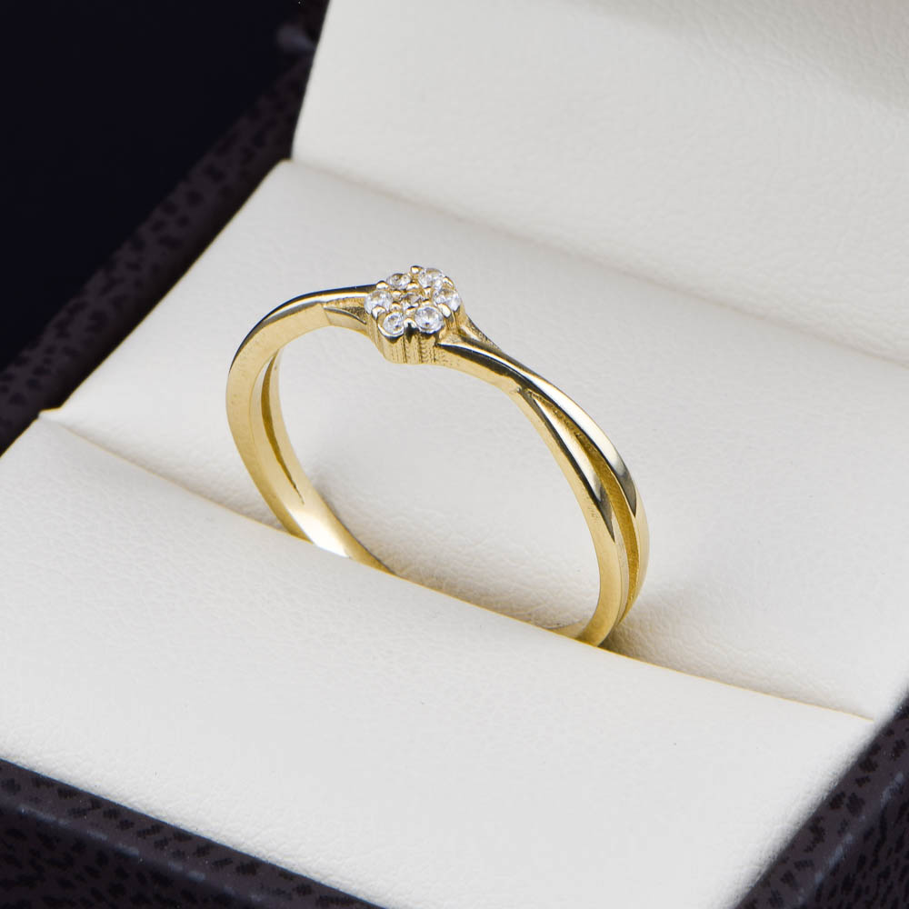Anillo oro 14k zirconias Joyeria Alahas ANO-044