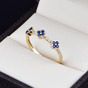 Anillo oro 14k zirconias Joyeria Alahas ANO-049