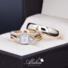 Trio de boda Oro 14k con diamantes TDIAM-025