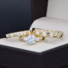 Trio de boda Oro 14k con zirconias Joyeria Alahas Troz-113