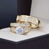 Trio de boda Oro 14k con zirconias Joyeria Alahas TROZ-117