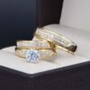 Trio de boda Oro 14k con zirconias Joyeria Alahas TROZ-119