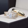 Trio de boda Oro 14k con zirconias Joyeria Alahas TROZ-120