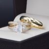 Trio de boda Oro 14k con zirconias Joyeria Alahas TROZ-121