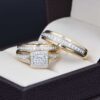Trio de boda Oro 14k Diamantes Joyeria Alahas TDIAM-033