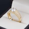 Anillo compromiso Oro 14k zirconias Joyeria Alahas SOLOZ-294