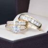 Trio de Boda Oro 14k Zirconias Joyeria Alahas Troz-131