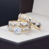 Trio de Boda Oro 14k Zirconias Joyeria Alahas Troz-132