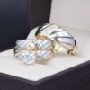 Trio de boda Oro 14k Zirconias Joyeria Alahas Troz-128
