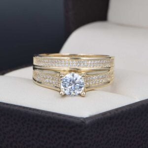 Duo de boda Oro 14k Zirconias Joyeria Alahas DO-162
