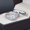 Trio de boda Oro 14k zirconias Joyeria Alahas Troz-138