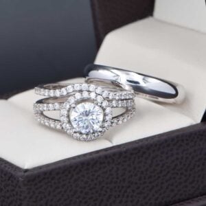 Trio de boda Oro 14k zirconias Joyeria Alahas Troz-138