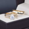 Trio de boda Oro 14k zirconias Joyeria Alahas Troz-142