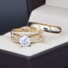 Trio de boda Oro 14k zirconias Joyeria Alahas Troz-147