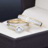 Trio de boda Oro 14k Diamantes Joyeria Alahas TDIAM-040