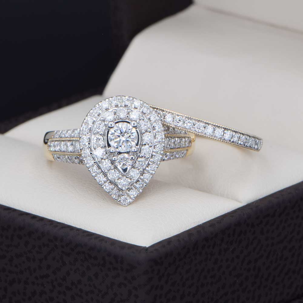 Duo de boda Oro 14k Diamantes Joyeria Alahas DDIAM-095