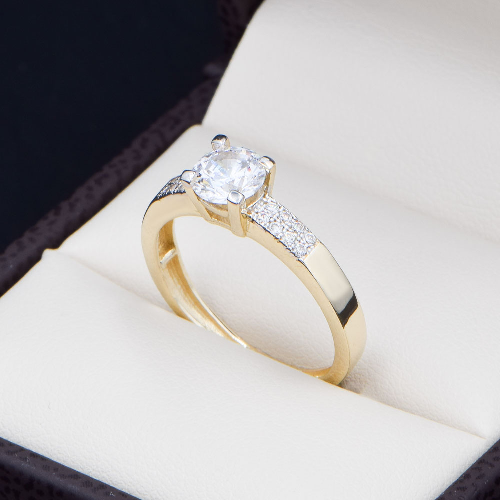 Anillo compromiso Oro 14k Zirconias Joyeria Alahas SOLOZ-388