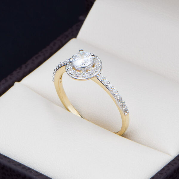 Anillo compromiso Oro 14k Zirconias Joyeria Alahas SOLOZ-391