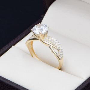 Anillo compromiso Oro 14k Zirconias Joyeria Alahas SOLOZ-393