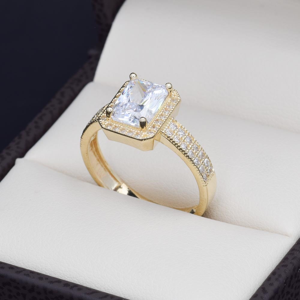 Anillo compromiso Oro 14k zirconias Joyeria Alahas Soloz-405