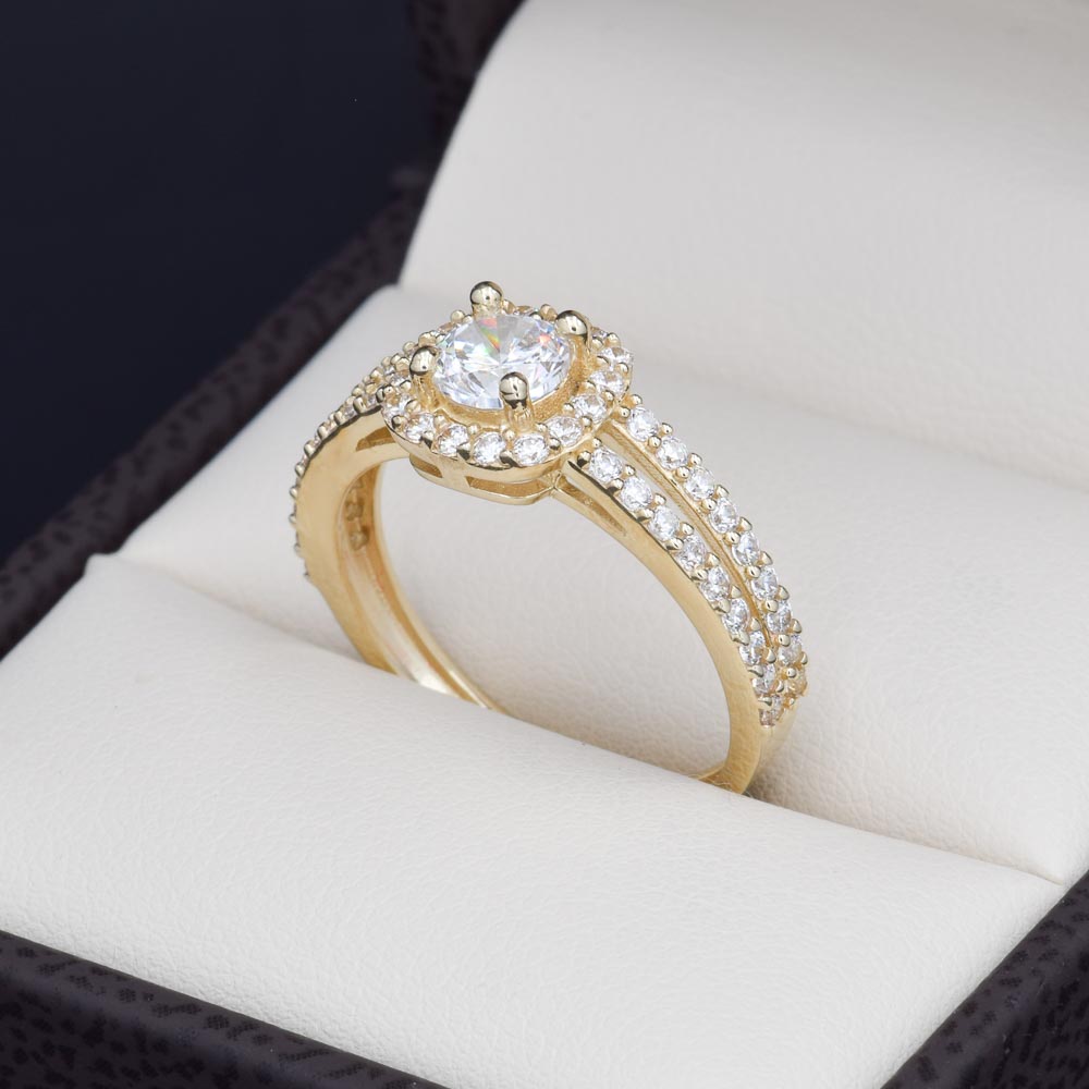 Anillo compromiso Oro 14k zirconias Joyeria Alahas Soloz-407