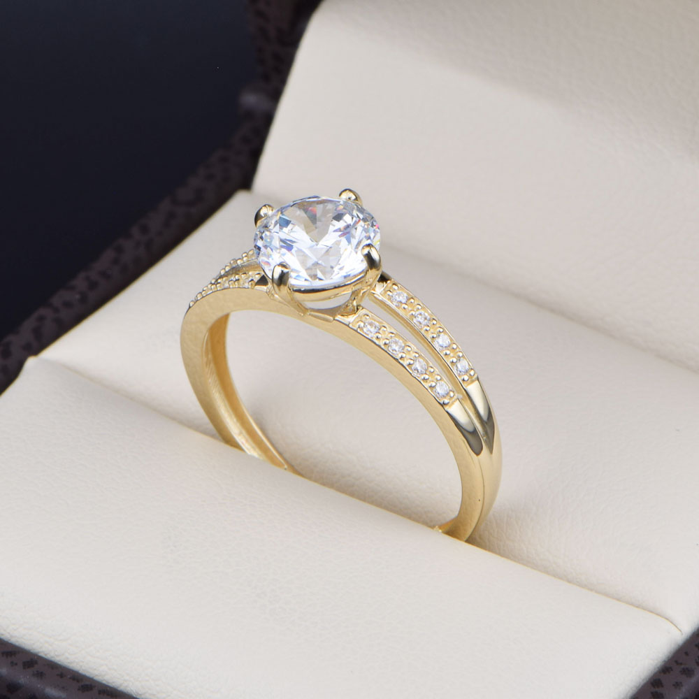 Anillo Compromiso Oro 14k Zirconias Joyeria Alahas SOLOZ-433