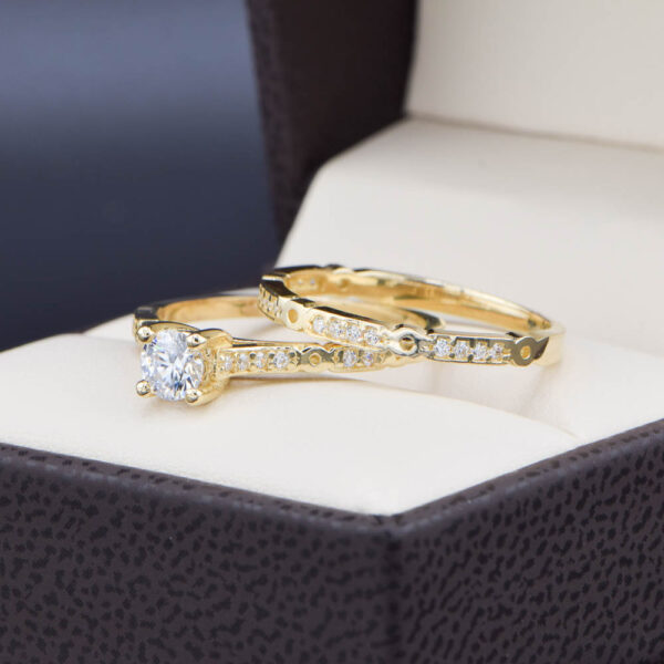 Duo de boda Oro 14k Zirconias Joyeria Alahas DO-199