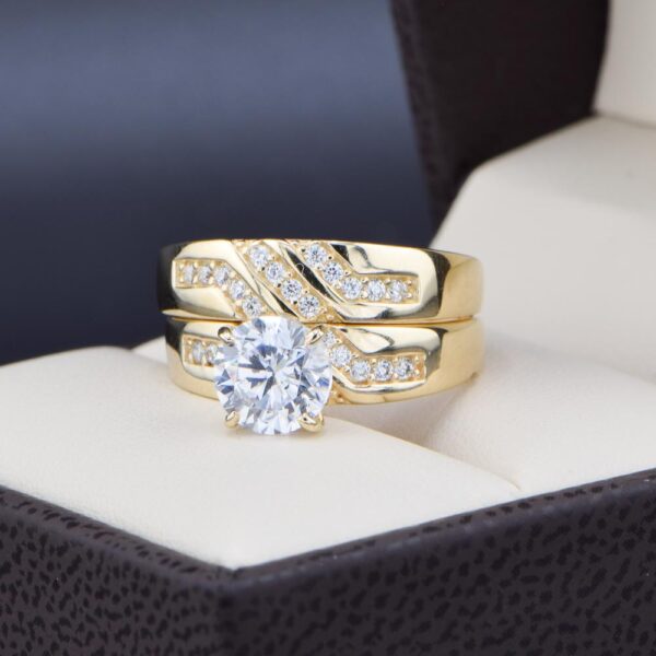 Duo de boda Oro 14k Zirconias Joyeria Alahas DO-203
