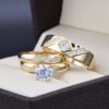 Trio de Boda Oro 14k Zirconias Joyeria Alahas TROZ-164