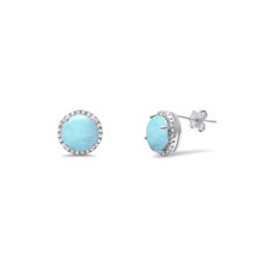Aretes Plata 925 y Larimar Joyeria Alahas DORP-088