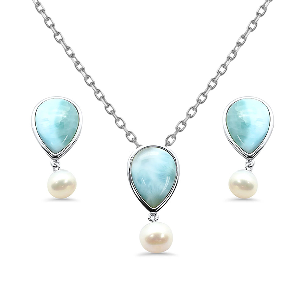 Set en plata 925 con Larimar Alahas SPL-002