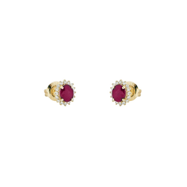 Dormilona en oro 14k con diamantes y rubí